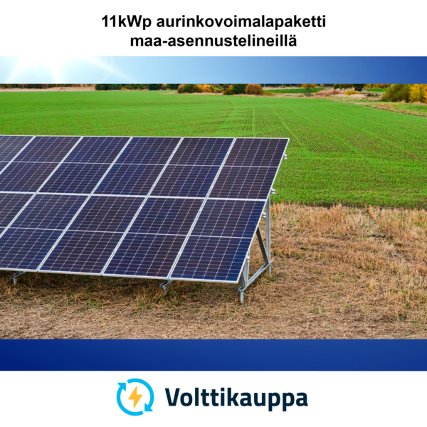 11 kWp Aurinkovoimala maa-asennustelineillä