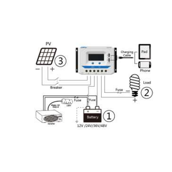 Epever PWM jännitteensäädin 30A/12/24V LCD - Image 2